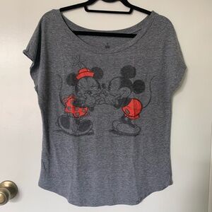 Womens Mickey and Minnie Mouse Sketch Graphic Scoopneck T-shirt